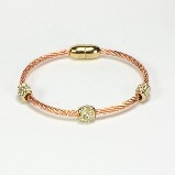 Rose Gold Tone Twisted Cable with Gold Pave Accents Bracelet