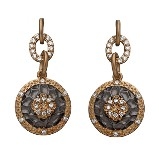 Freida Rothman Belargo Hammered Circles with CZ Accents Drop Earrings