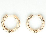 Small Pave Rose Gold Finish Hoop Earrings