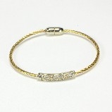 Gold Tone Twisted Cable & Silver Bar Bracelet