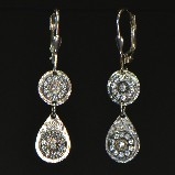 AJS Design Sterling Silver & CZs Drop Earrings