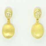 Sterling Silver Matte Gold Overlay with Pave Post Drop Earrings