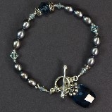 Karley Smith - Peacock Pearls & Swarovski Crystals Bali Caps Sterling  Bracelet