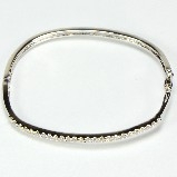 Oval Pave Bangle in Silver Tone Bracelet