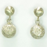 Sharelli Silver Matte and Sparkle Ball Dangle Earrings