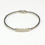 Gunmetal Twisted Cable with Silver Pave Bar Bracelet
