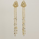 3 Strand Tassel Chandelier Earrings - Gold