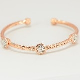 Copper Coloured Twist Wire with Round Crystal Cuff