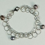 Sharelli Silver & Multi-Chain Grey Pearl Bracelet