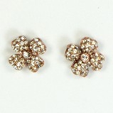 Azaara Vintage Swarovski Crystal Flower Rose Gold Stud Earrings