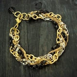 Cecilia Gonzales Mixed Black Silver & Brass Chain Bracelet