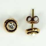 Azaara Antique Gold & Black Rhodium CZs Stud Earrings