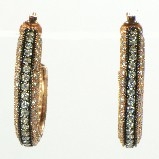 AJS Design 22K Rose Gold & Rhodium Plated & CZs Hoop Earrings