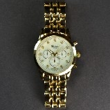 Geneva Gold Decorative Chronograph Link Watch
