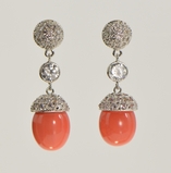 Sterling Silver Double 1/2 Circle Zirconite Pave Earrings - Coral (MOP)