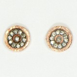AJS Design Rose Gold Circle Post with CZs Earrings