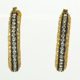 AJS Design 22K Gold & Rhodium Plated & CZs Hoop Earrings