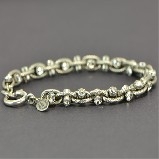 La Vie Parisienne Silver Fancy Rope Link with Crystals Bracelet