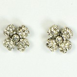 Azaara Vintage Swarovski Crystal Flower Silver Stud Earrings