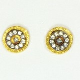 AJS Design 22K Vermeil Circle Post with CZs Earrings