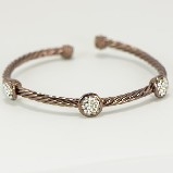 Chocolate Coloured Twist Wire with Round Crystal Cuff