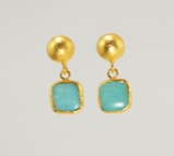 24K Vermeil Drop Turquoise Earrings
