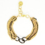 Cecilia Gonzales Gold & Black Matte Brass Chain Black Elements Bracelet