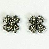 Azaara Vintage Swarovski Crystal Flower Oxidized Finish Stud Earrings