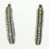 AJS Design Sterling Silver & Rhodium & CZs Hoop Earrings